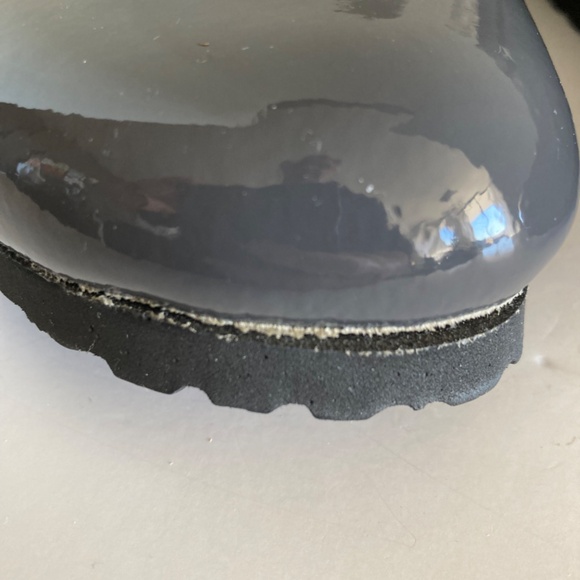 Birkenstock Boston Clogs EU41 Gray Patent Leather Cork Footbed Slip-On Germany - Picture 15 of 16